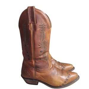 Authentic Boulet Western boots handcrafted in Canada in rich saddle brown Womens